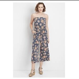 Maurices Strapless Floral Cropped Romper